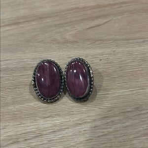 Sterling silver purple spiny elegant  Purple Stone Earrings